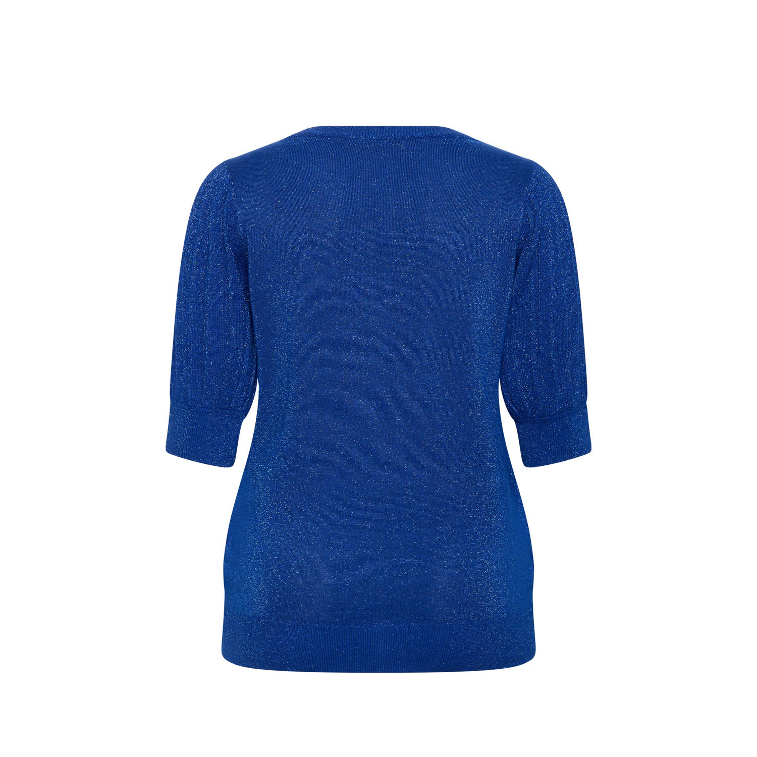 Kaffe Curve top blauw met lurex