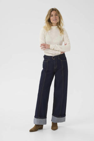 high waist wide leg jeans dark blue denim