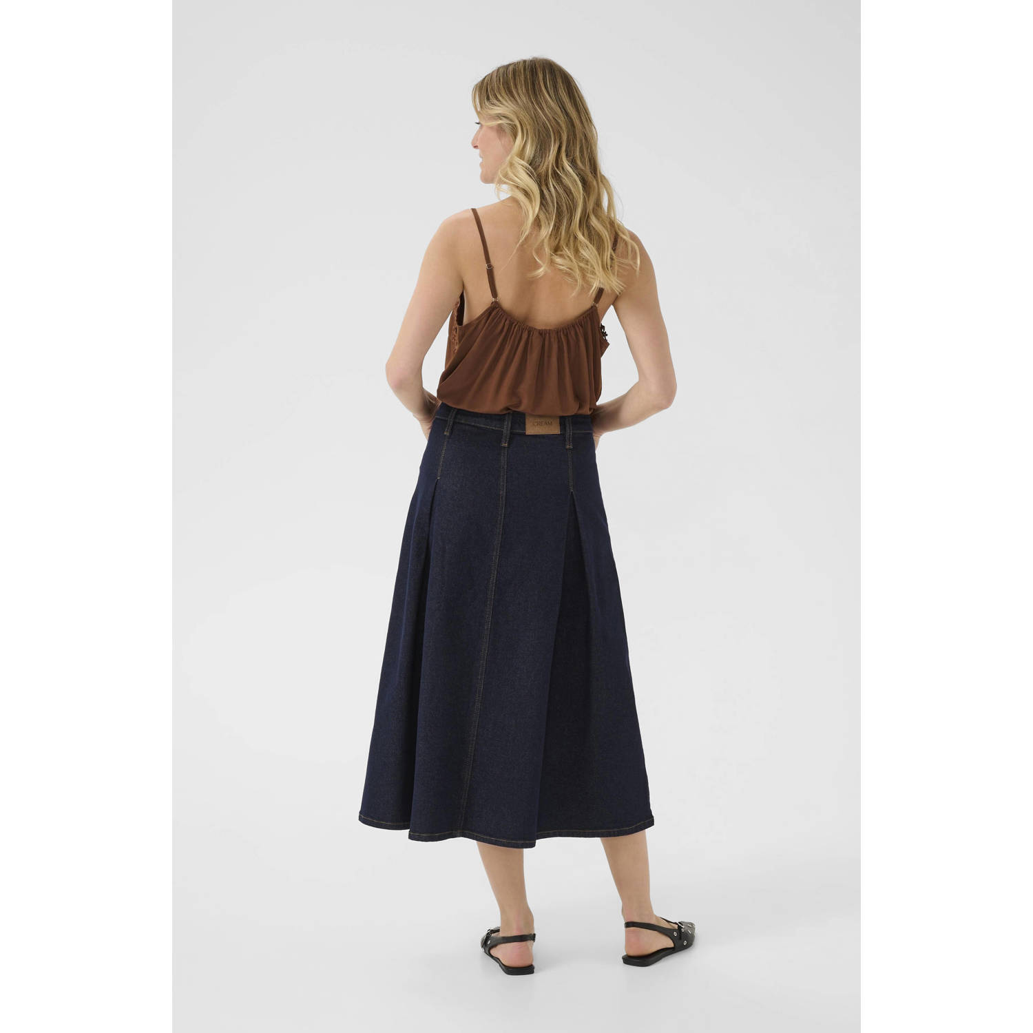 Cream denim spijkerrok dark blue denim