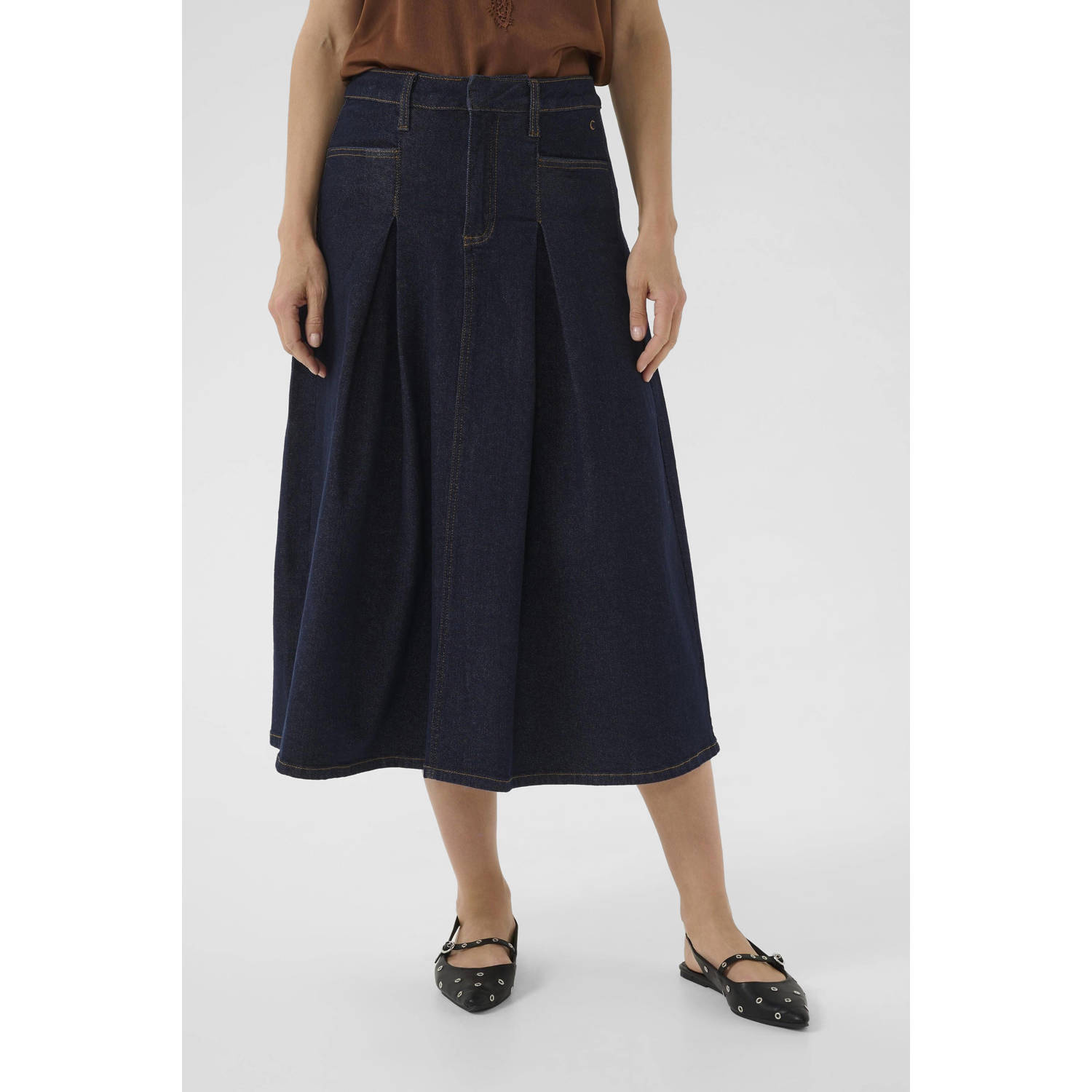 Cream denim spijkerrok dark blue denim