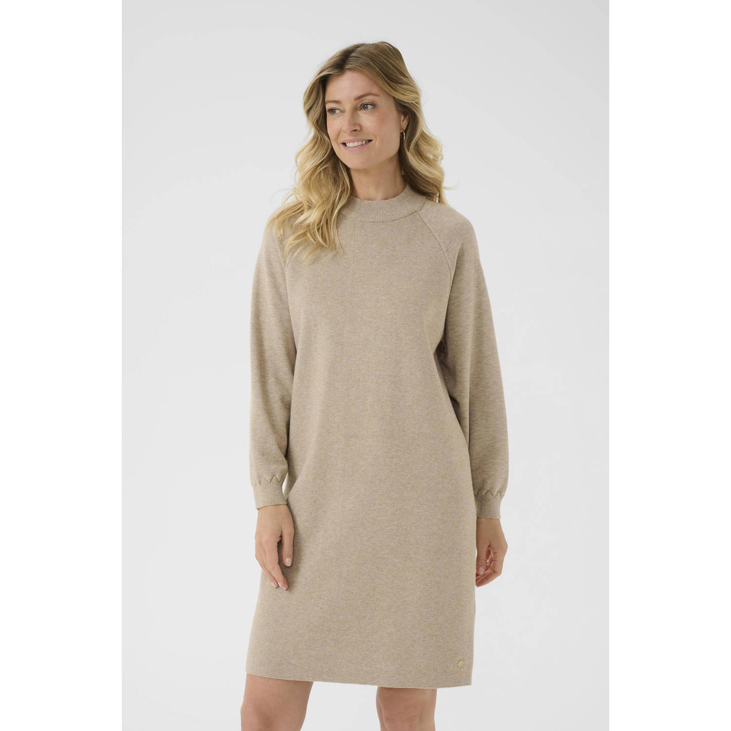 Cream midi jurk crème
