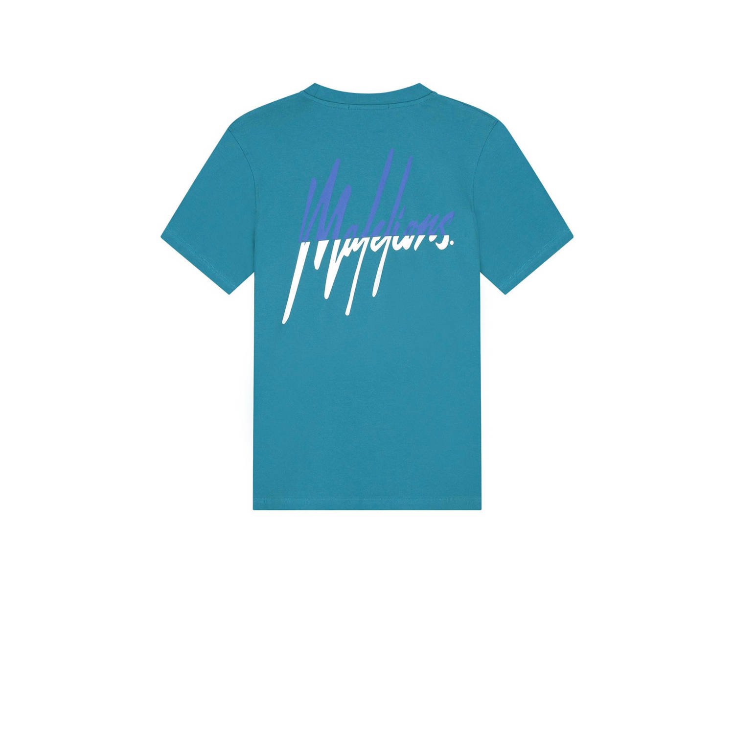 Malelions slim T-shirt blauw