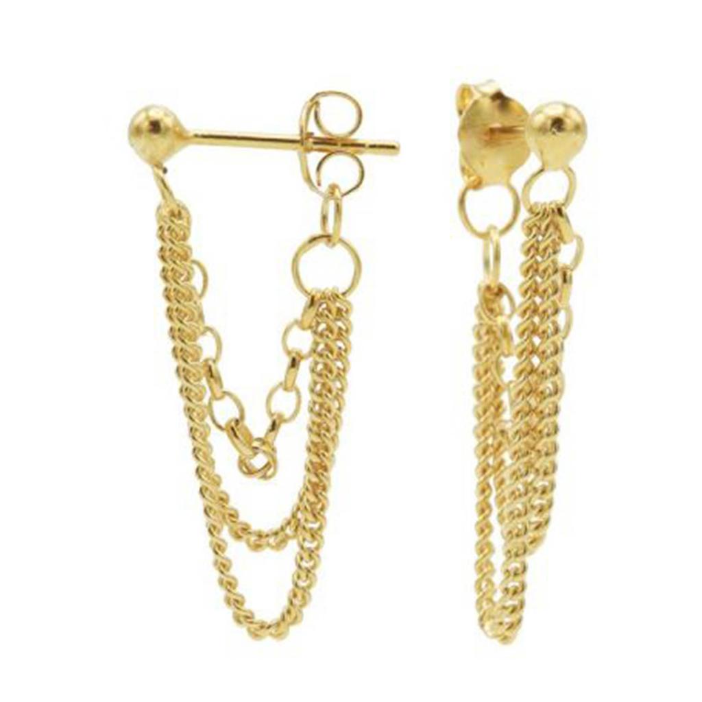 KARMA Jewelry gold plated oorbellen Multi Chain