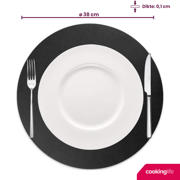 thumbnail: Cookinglife Placemats - Dubbelzijdig - Vegan leer - Cognac / Zwart ø 38 cm - 6 Stuks