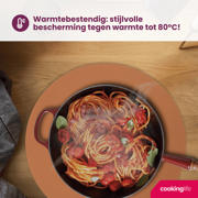 thumbnail: Cookinglife Placemats - Dubbelzijdig - Vegan leer - Cognac / Zwart ø 38 cm - 6 Stuks