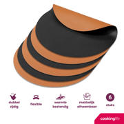 thumbnail: Cookinglife Placemats - Dubbelzijdig - Vegan leer - Cognac / Zwart ø 38 cm - 6 Stuks