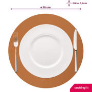 thumbnail: Cookinglife Placemats - Dubbelzijdig - Vegan leer - Cognac / Zwart ø 38 cm - 6 Stuks