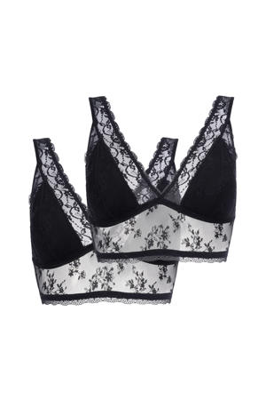 voorgevormde bralette New Lana (set van 2) zwart