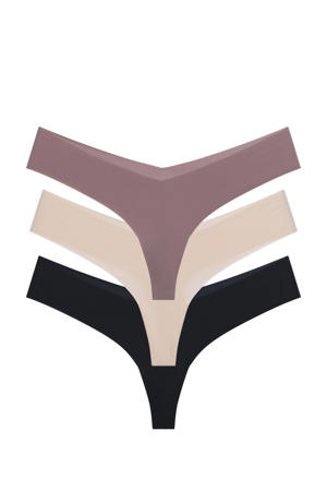 seamless string Airlite (set van 3) bruin/beige/zwart