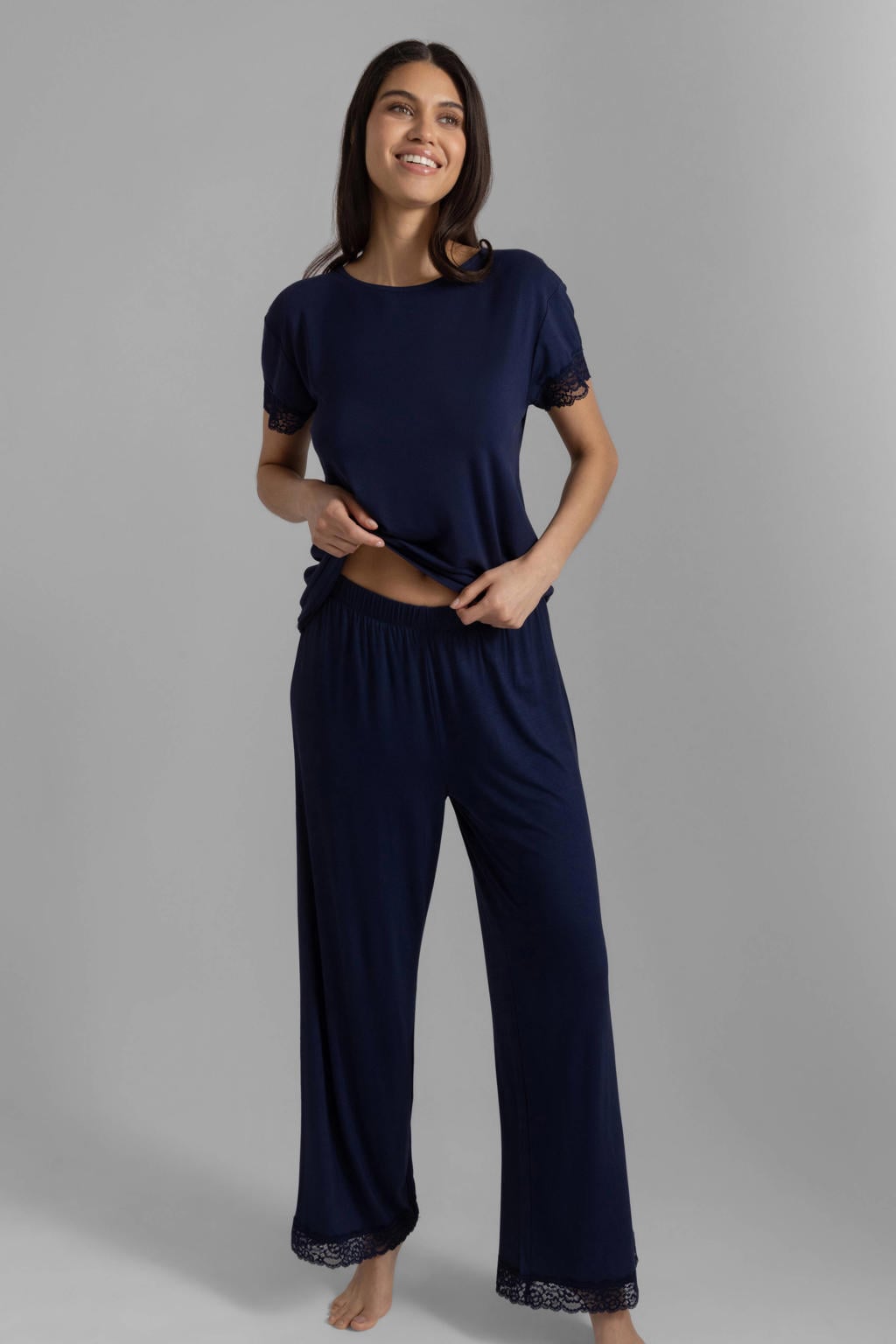 Dorina Curve pyjamabroek Aurora donkerblauw