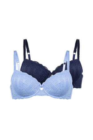 voorgevormde beugelbh Celine (set van 2) lila/donkerblauw