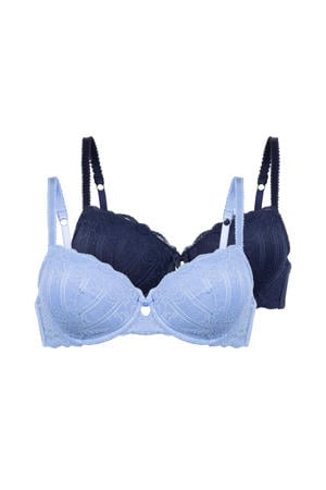 voorgevormde beugelbh Celine (set van 2) lila/donkerblauw