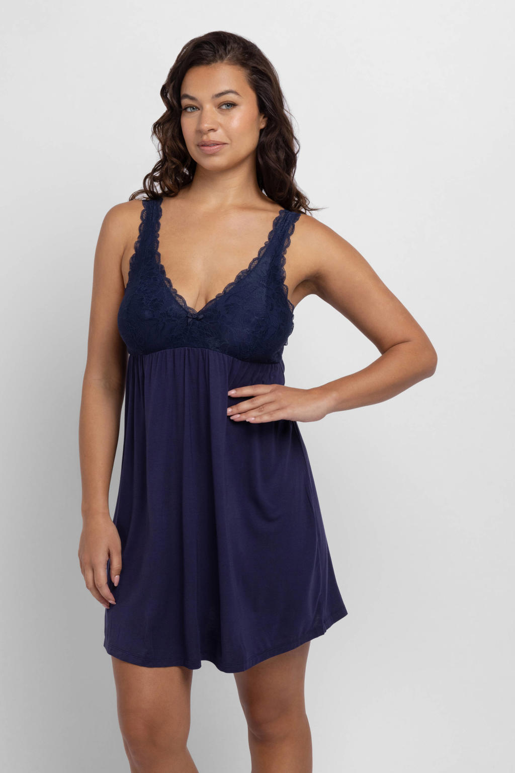 Dorina Curve slipdress Aurora donkerblauw