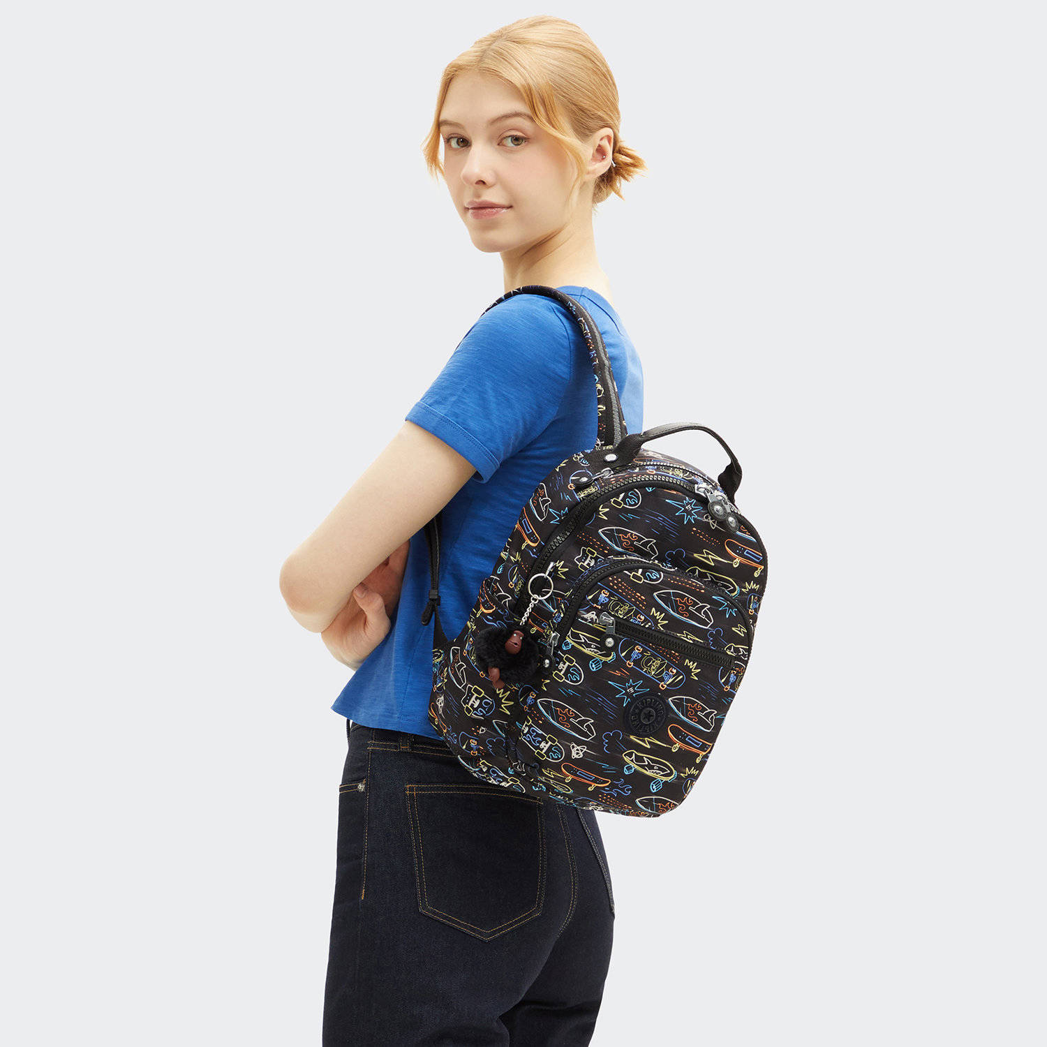 Kipling rugzak Seoul S zwart multi