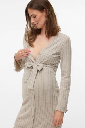 zwangerschaps- en voedings blousejurk beige