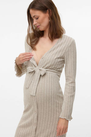 zwangerschaps- en voedings blousejurk beige