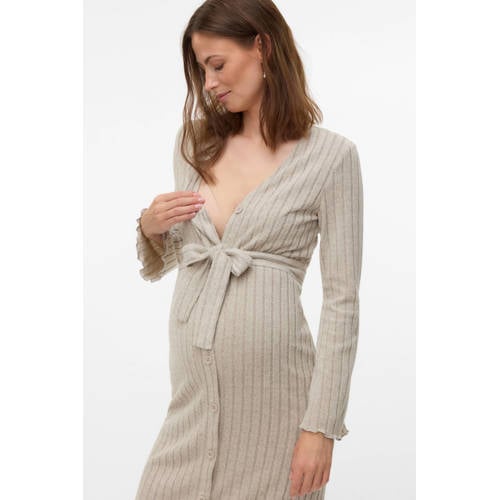 MAMALICIOUS zwangerschaps- en voedings blousejurk beige afbeelding