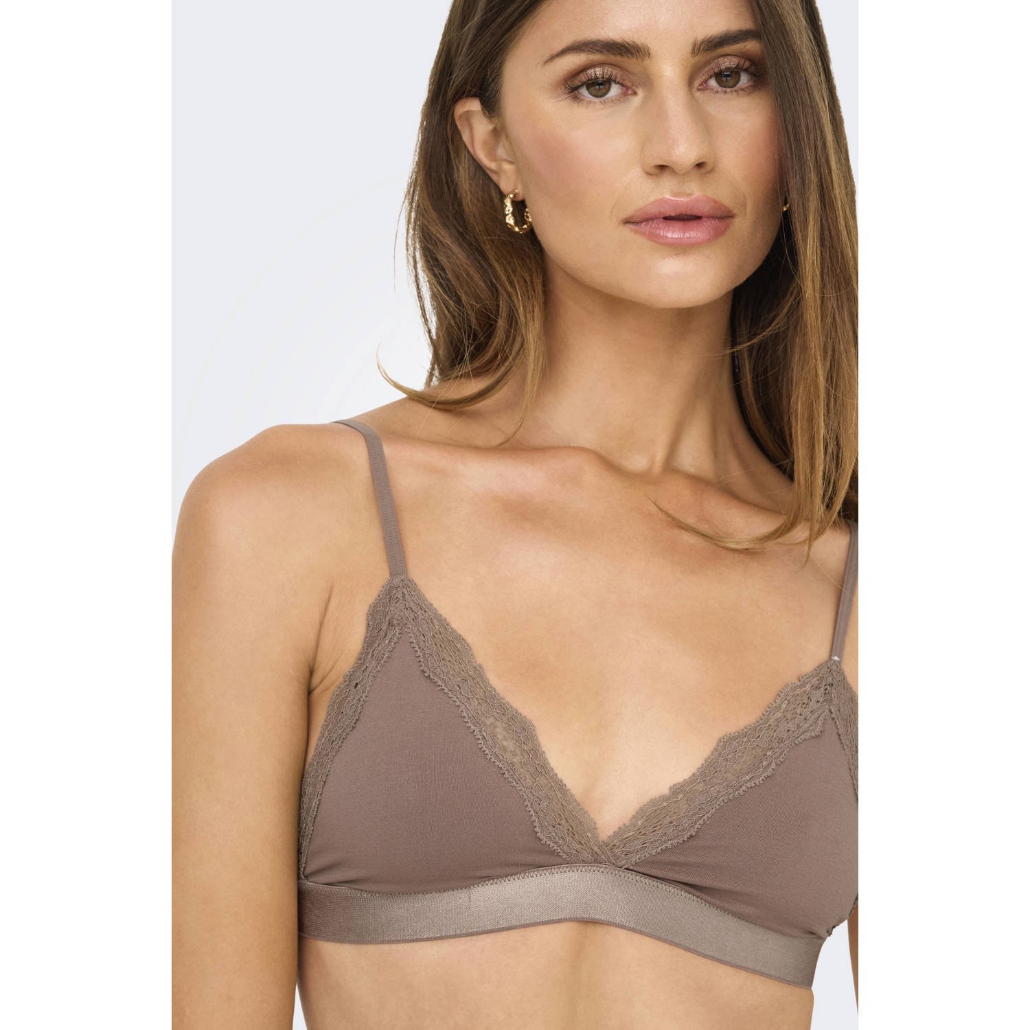 ONLY niet-voorgevormde bralette ONLVICKY bruin