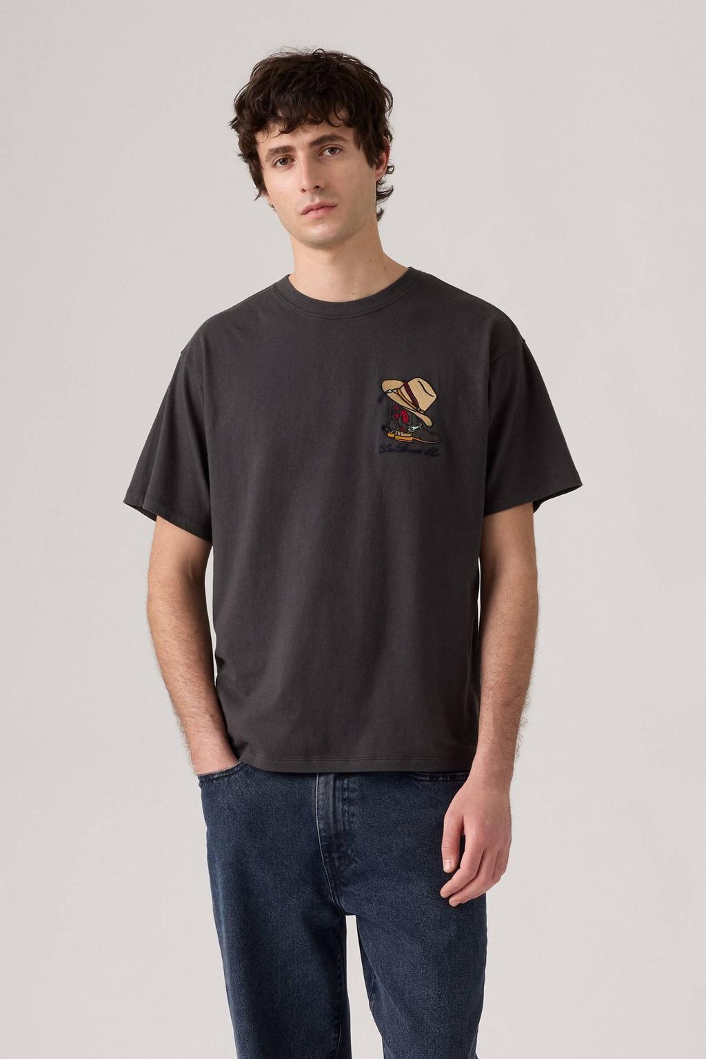 Donkerblauwe heren Levi's T-shirt van katoen met backprint, korte mouwen en ronde hals