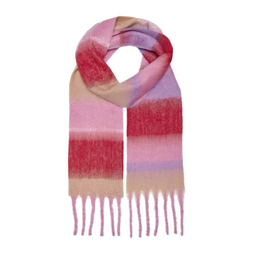 ONLY geruite sjaal ONLSIGRID roze afbeelding