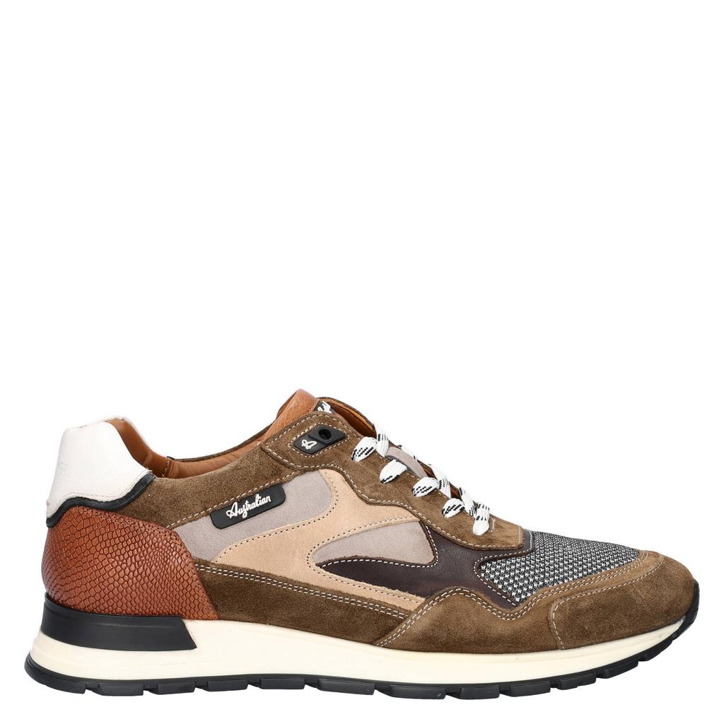 Bruine heren Australian Tiago leren sneakers met veters