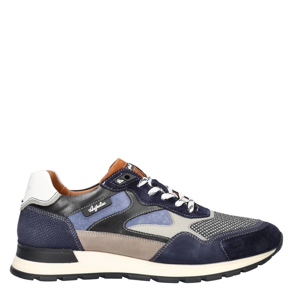 Blauwe heren Australian Tiago leren sneakers met veters
