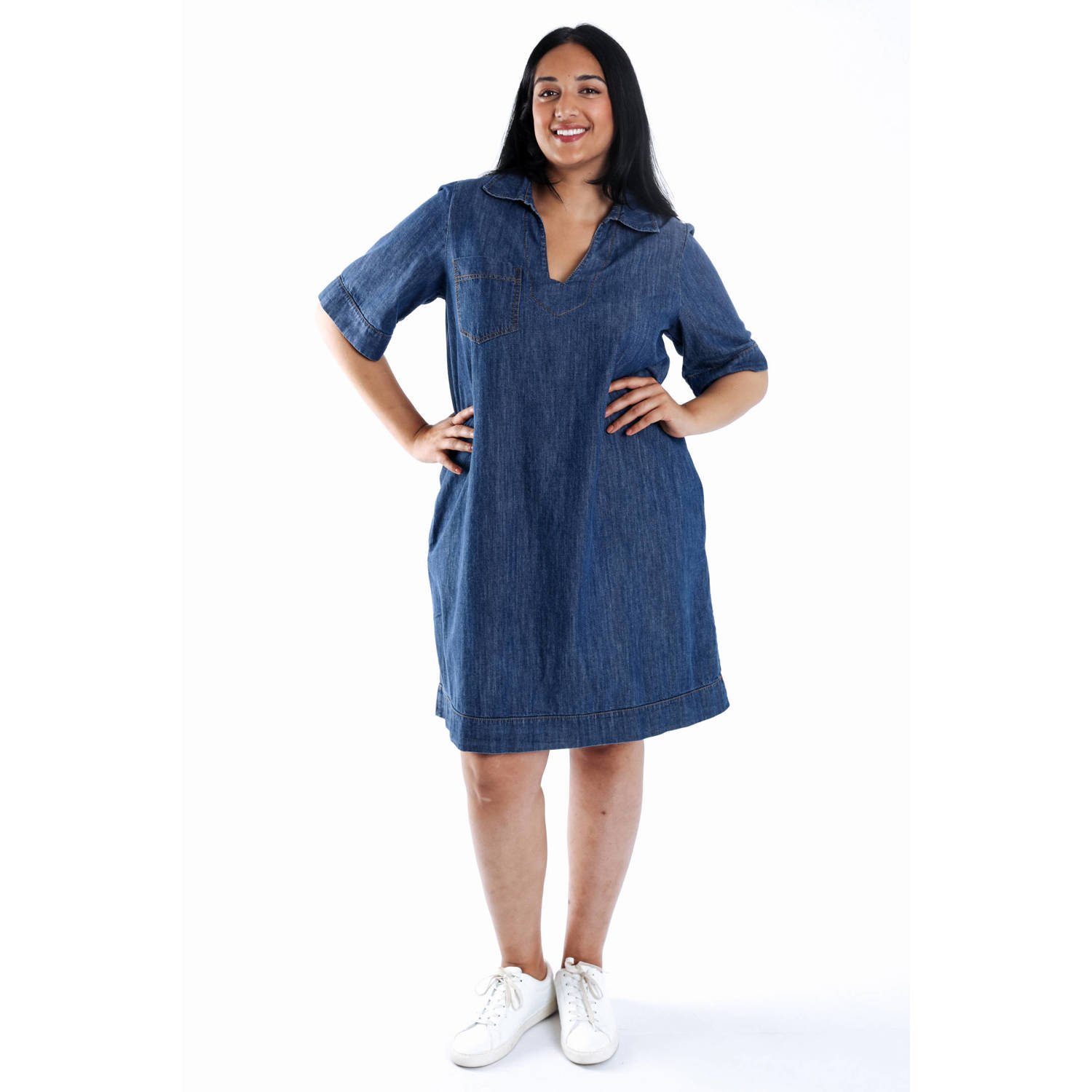 Paprika denim spijkerjurk dark blue denim