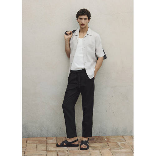 Mango Man leren sandalen zwart afbeelding