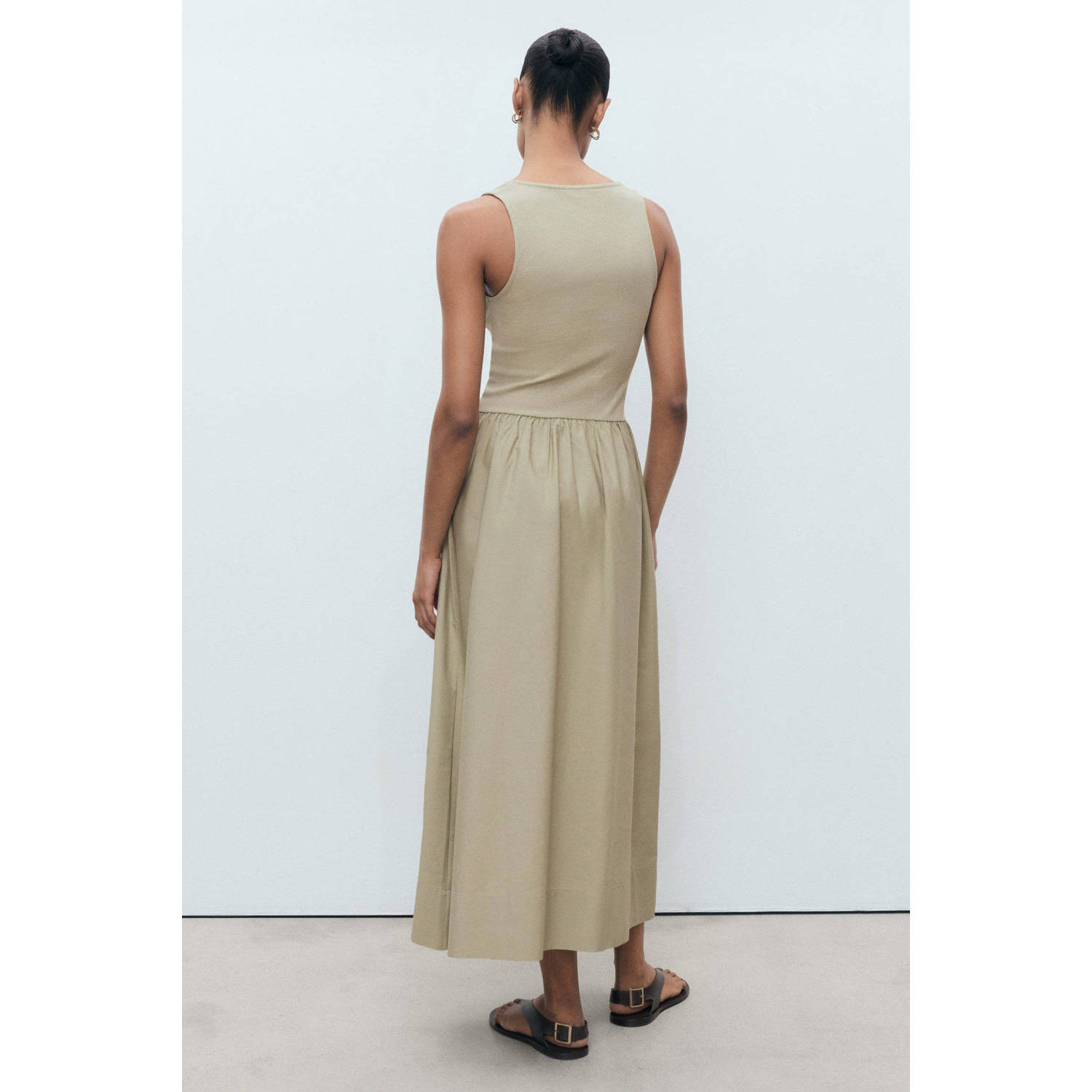 Mango A-lijn jurk beige