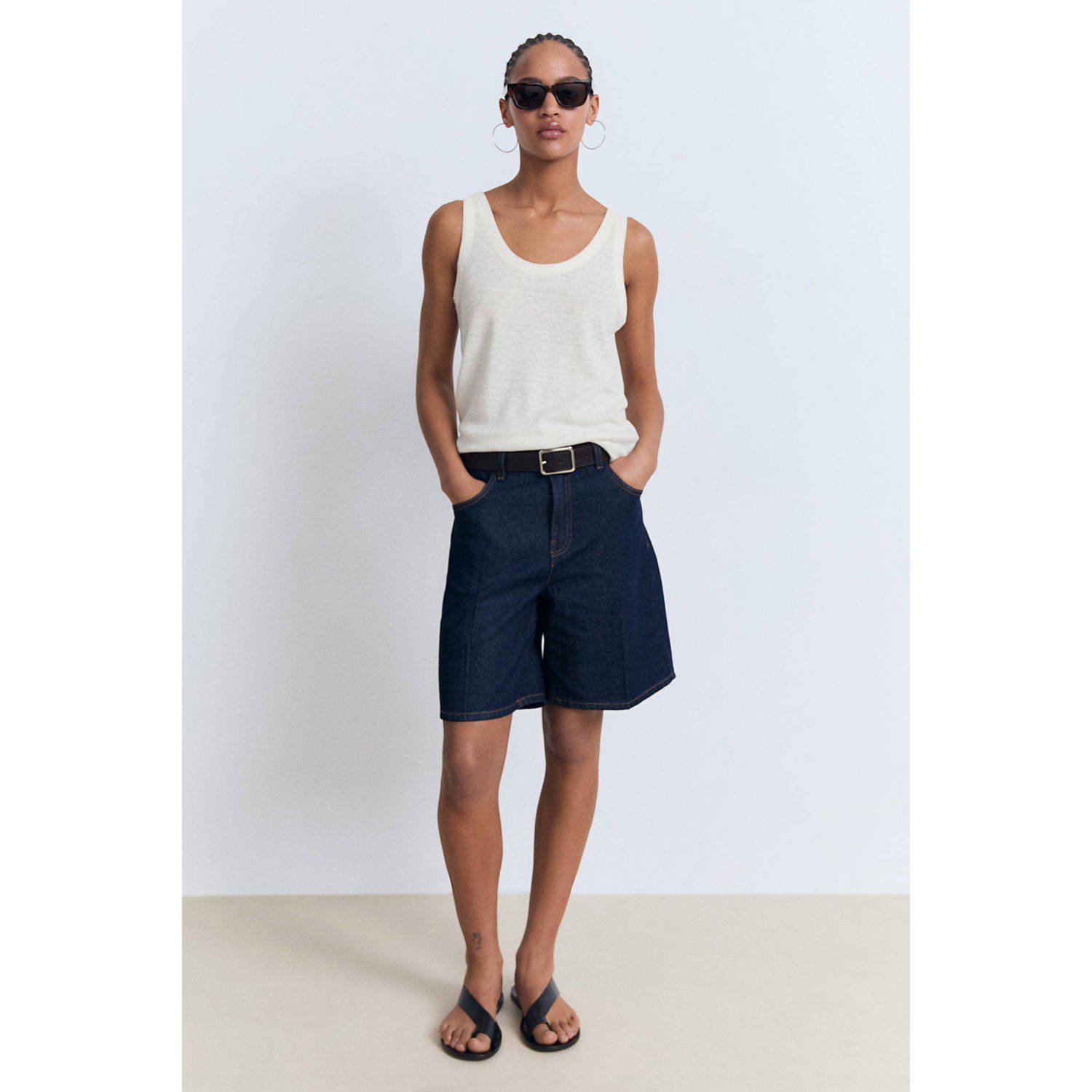 Mango linnen top beige