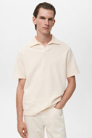 regular polo met textuur beige