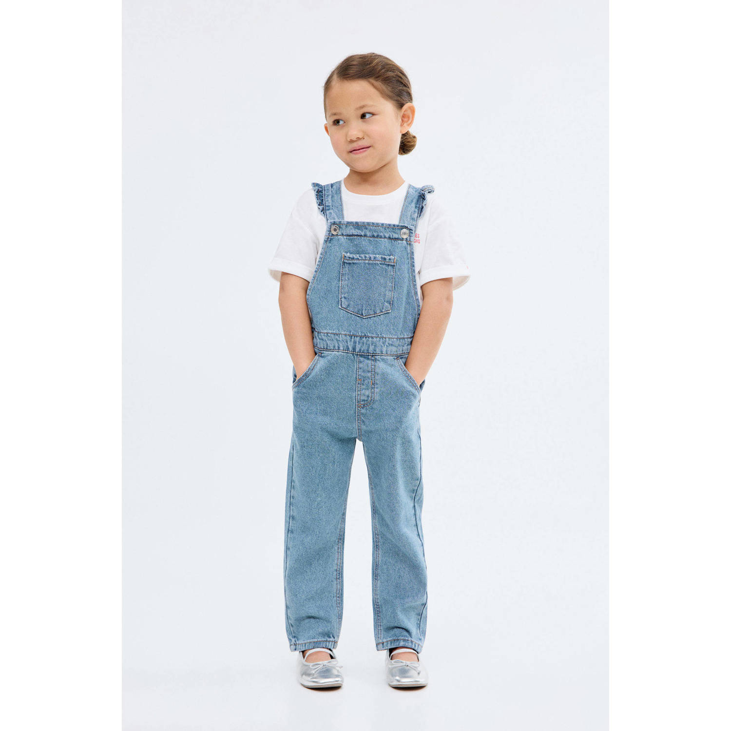 Mango Kids denim tuinbroek light blue denim
