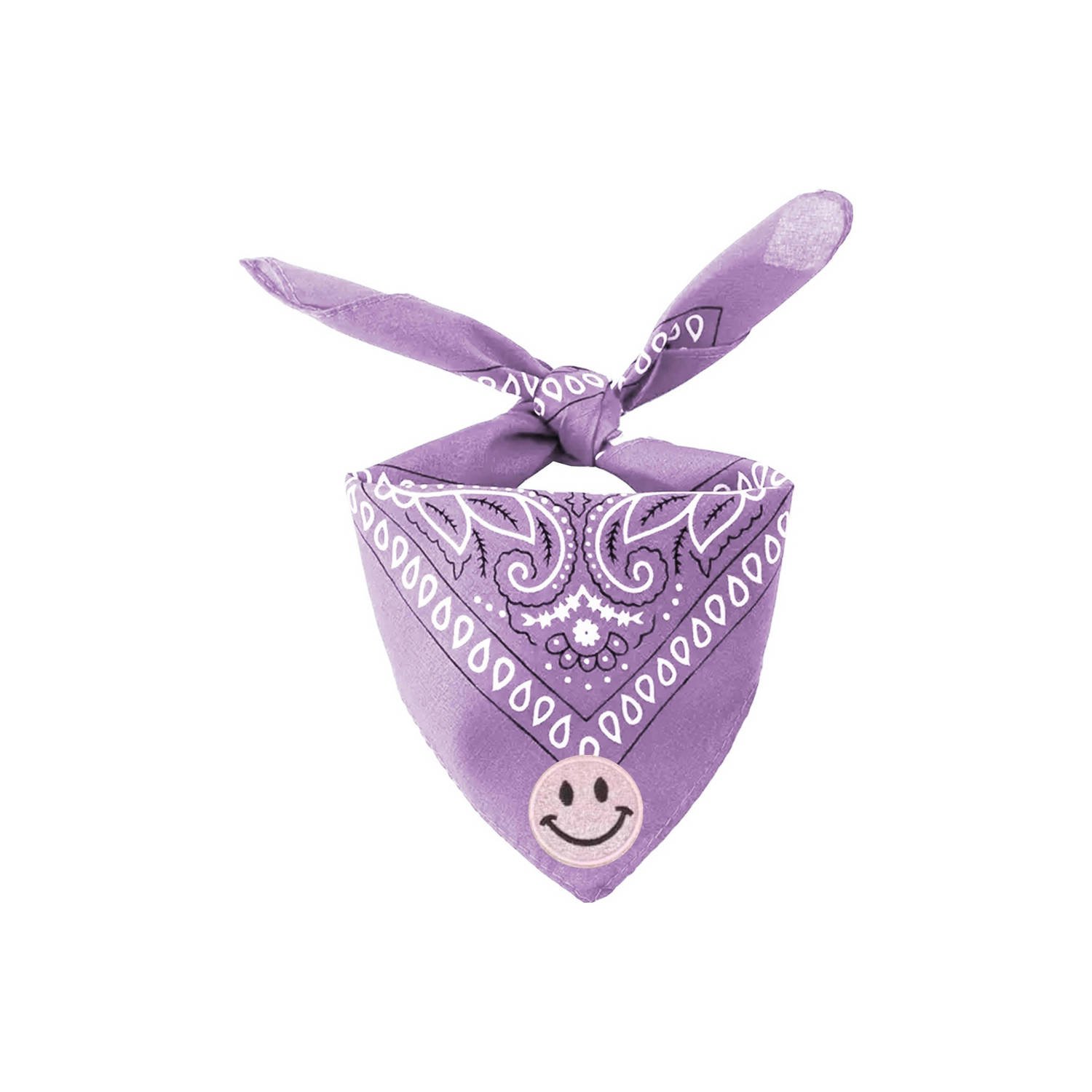 Pinned by K bandana met smiley lila