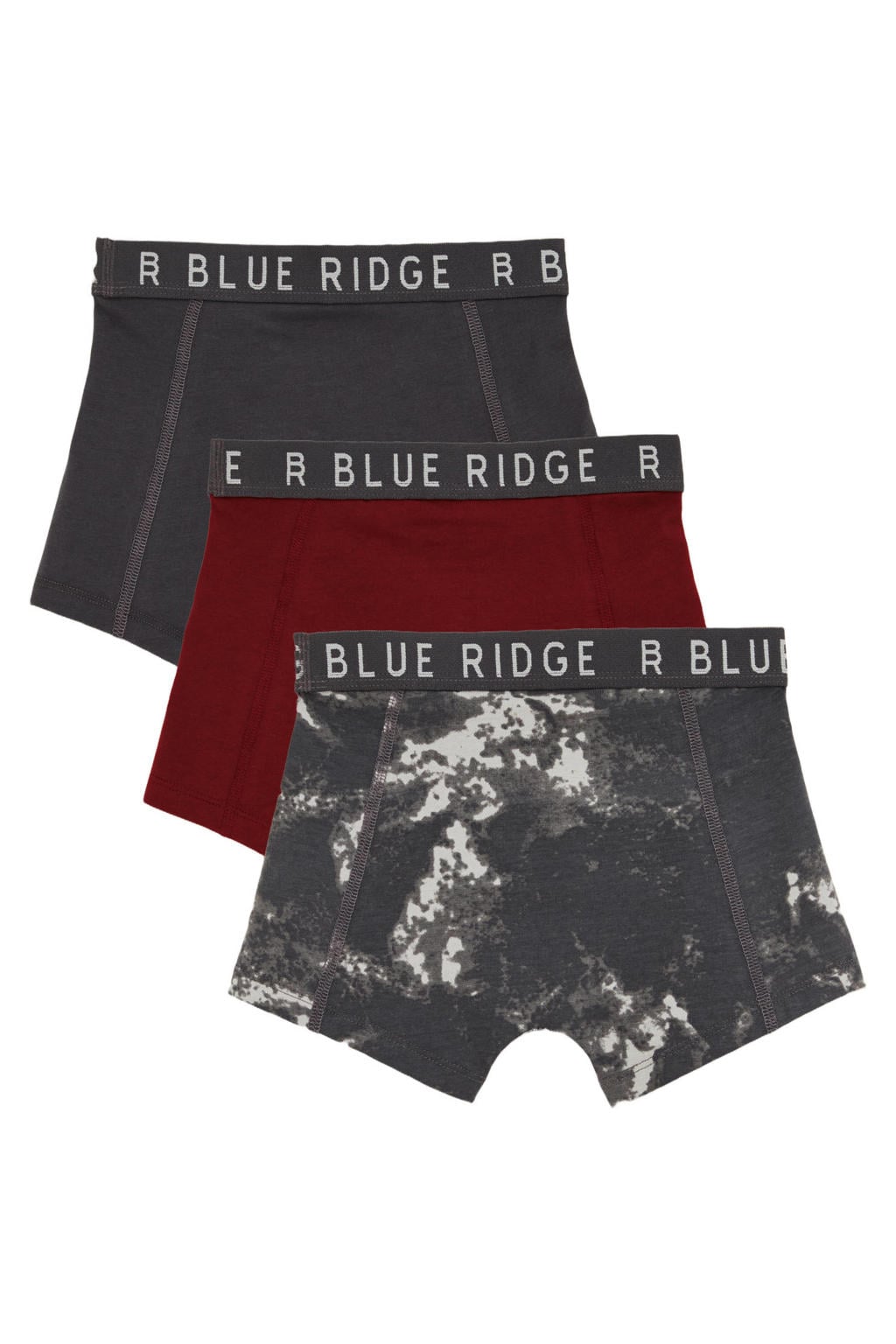 WE Fashion Blue Ridge boxershort - donkerrood/antraciet/beige (set van 3)