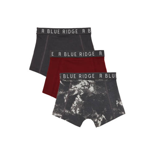 WE Fashion Blue Ridge boxershort - set van 3 donkerrood/antraciet/beige afbeelding