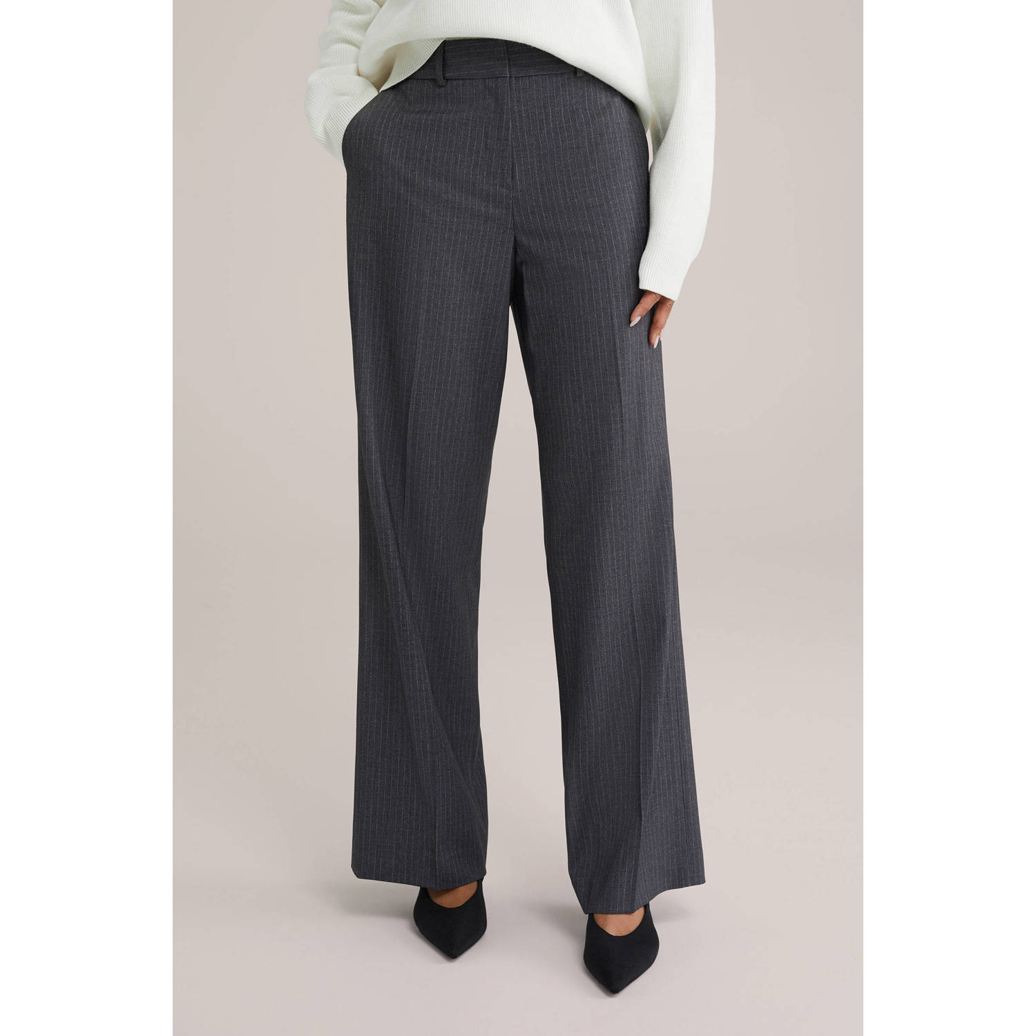 WE Fashion regular waist pantalon grijs