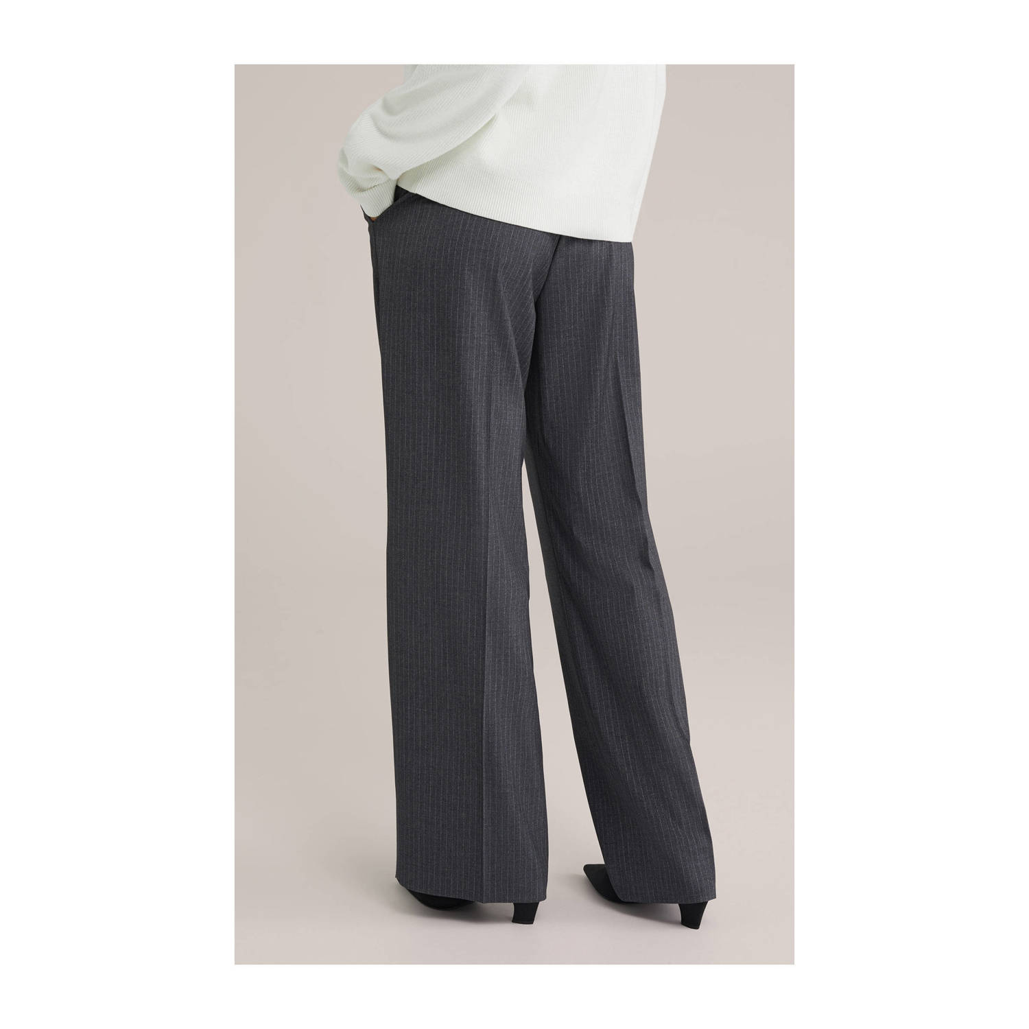 WE Fashion regular waist pantalon grijs