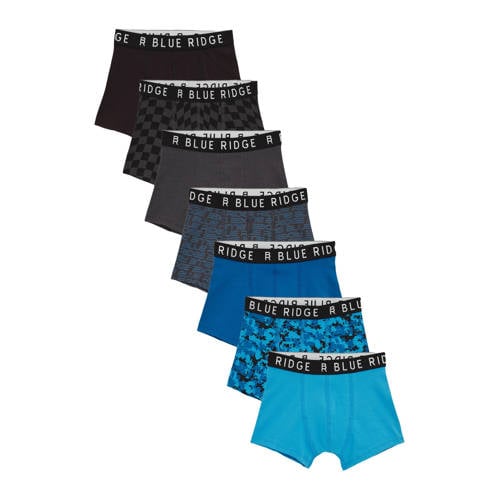 WE Fashion Blue Ridge boxershort blauw/zwart/grijs (set van 7)
