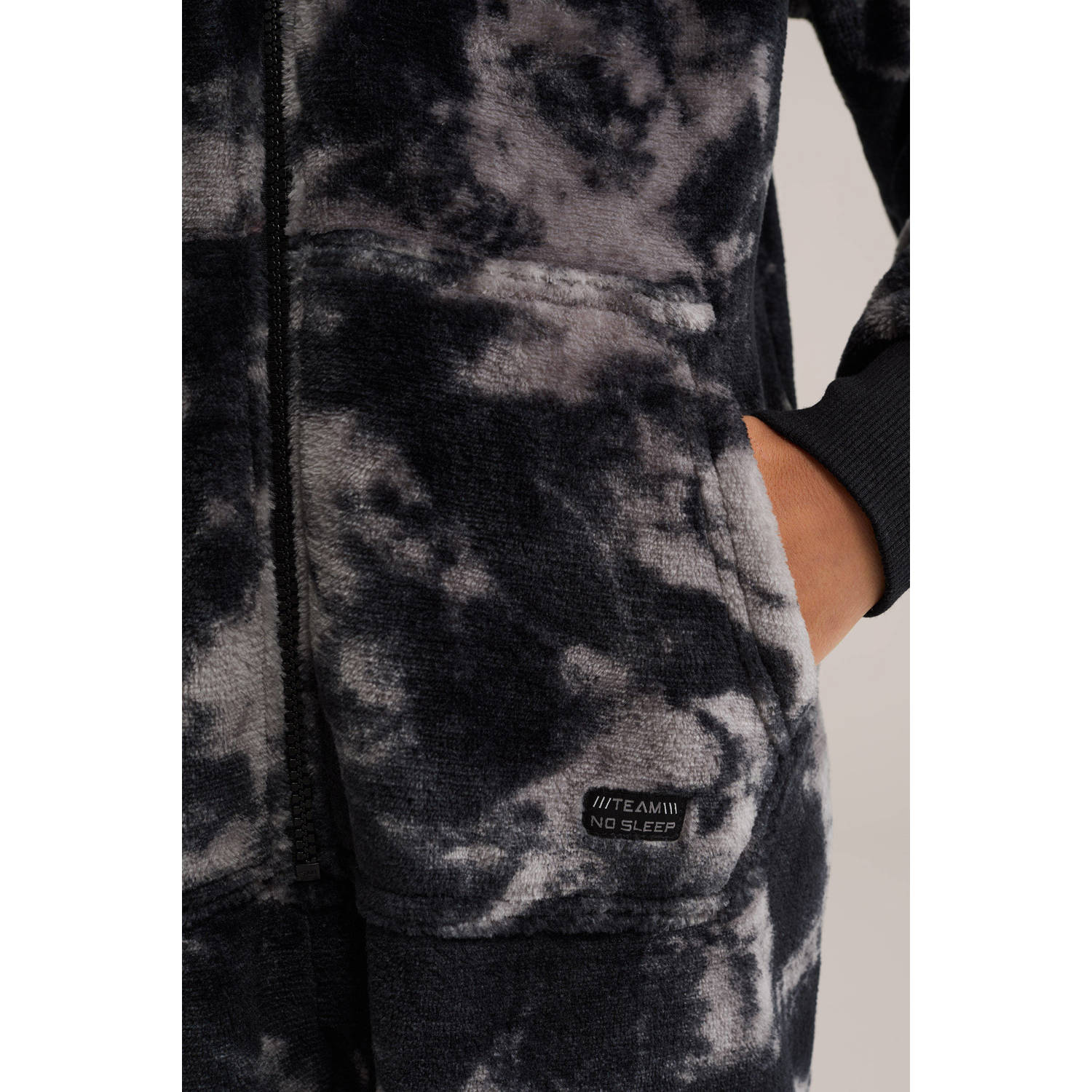 WE Fashion onesie zwart grijs