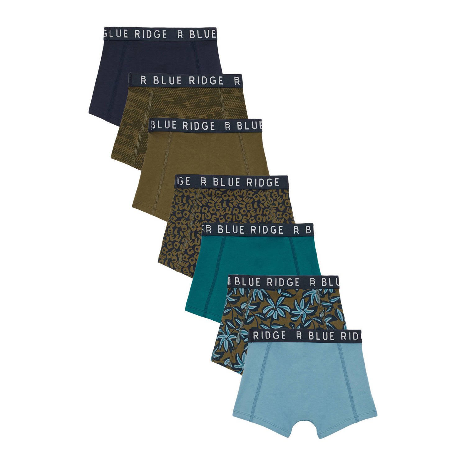 WE Fashion Blue Ridge boxershort set van 7 groen blauw
