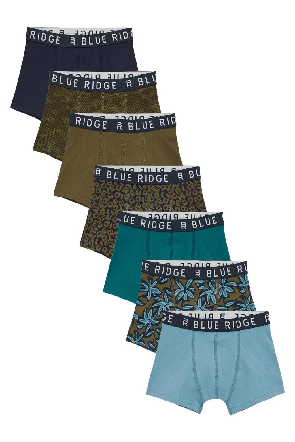 WE Fashion Blue Ridge boxershort - groen/blauw (set van 7)
