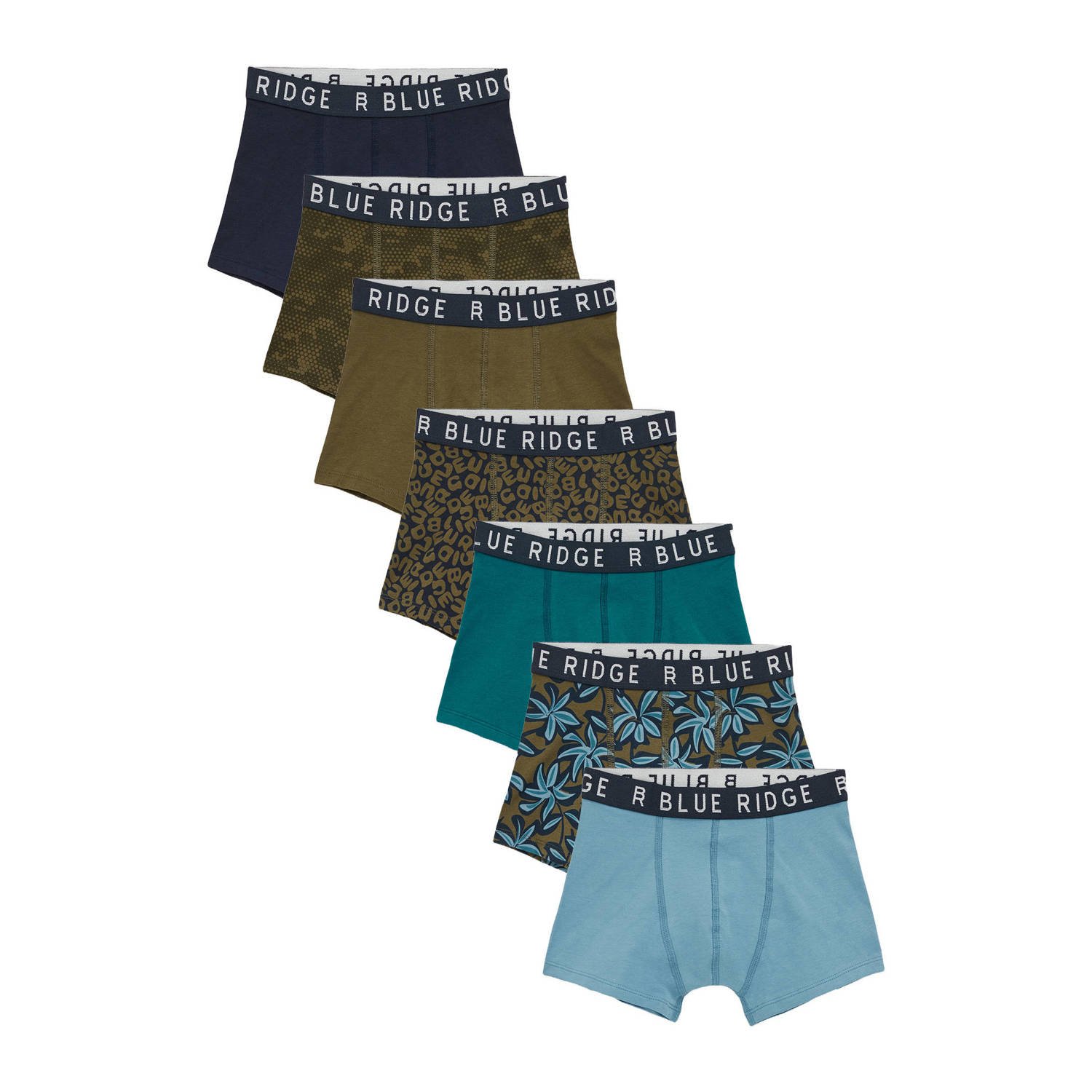 WE Fashion Blue Ridge boxershort set van 7 groen blauw