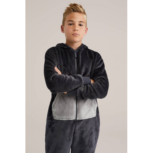 WE Fashion onesie dino antraciet/grijs/wit afbeelding