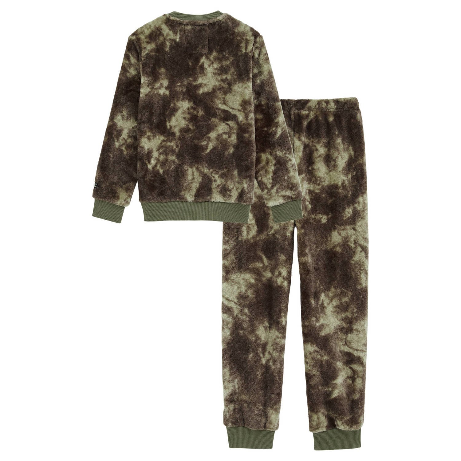 WE Fashion fleece pyjama donkergroen