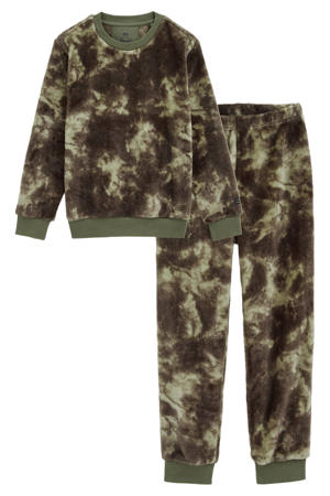   fleece pyjama donkergroen