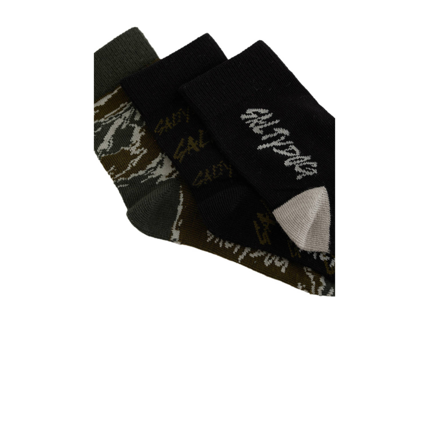WE Fashion sokken set van 3 zwart grijs