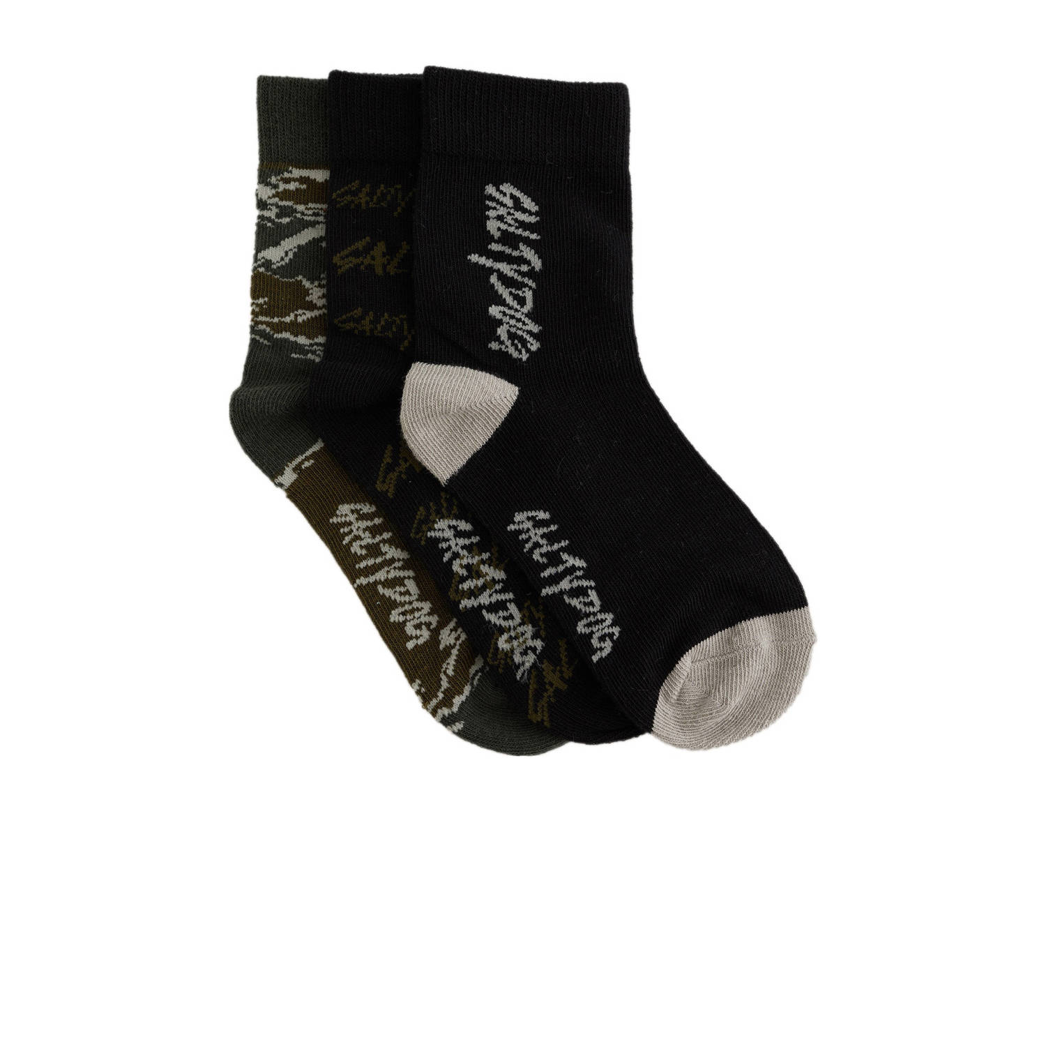 WE Fashion sokken set van 3 zwart grijs