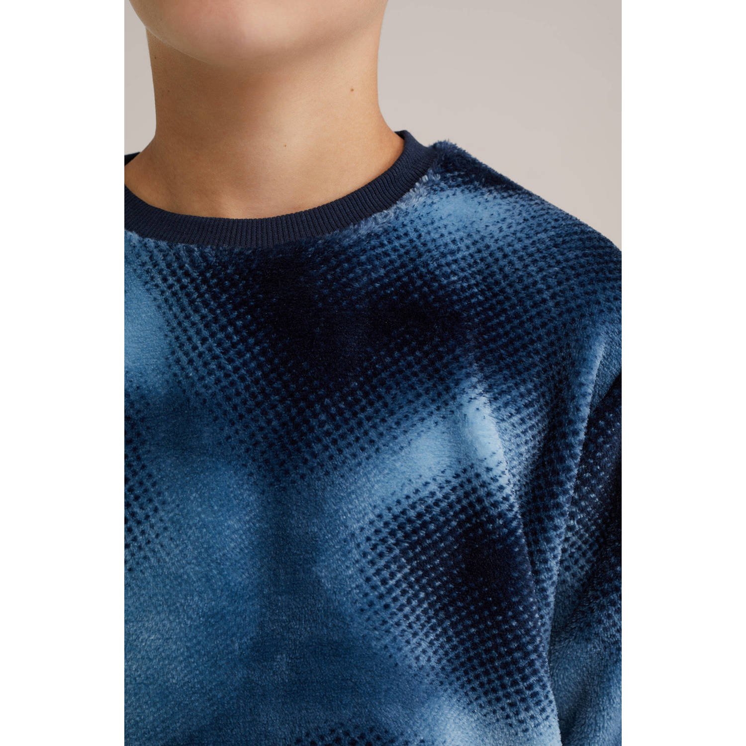 WE Fashion fleece pyjama donkerblauw