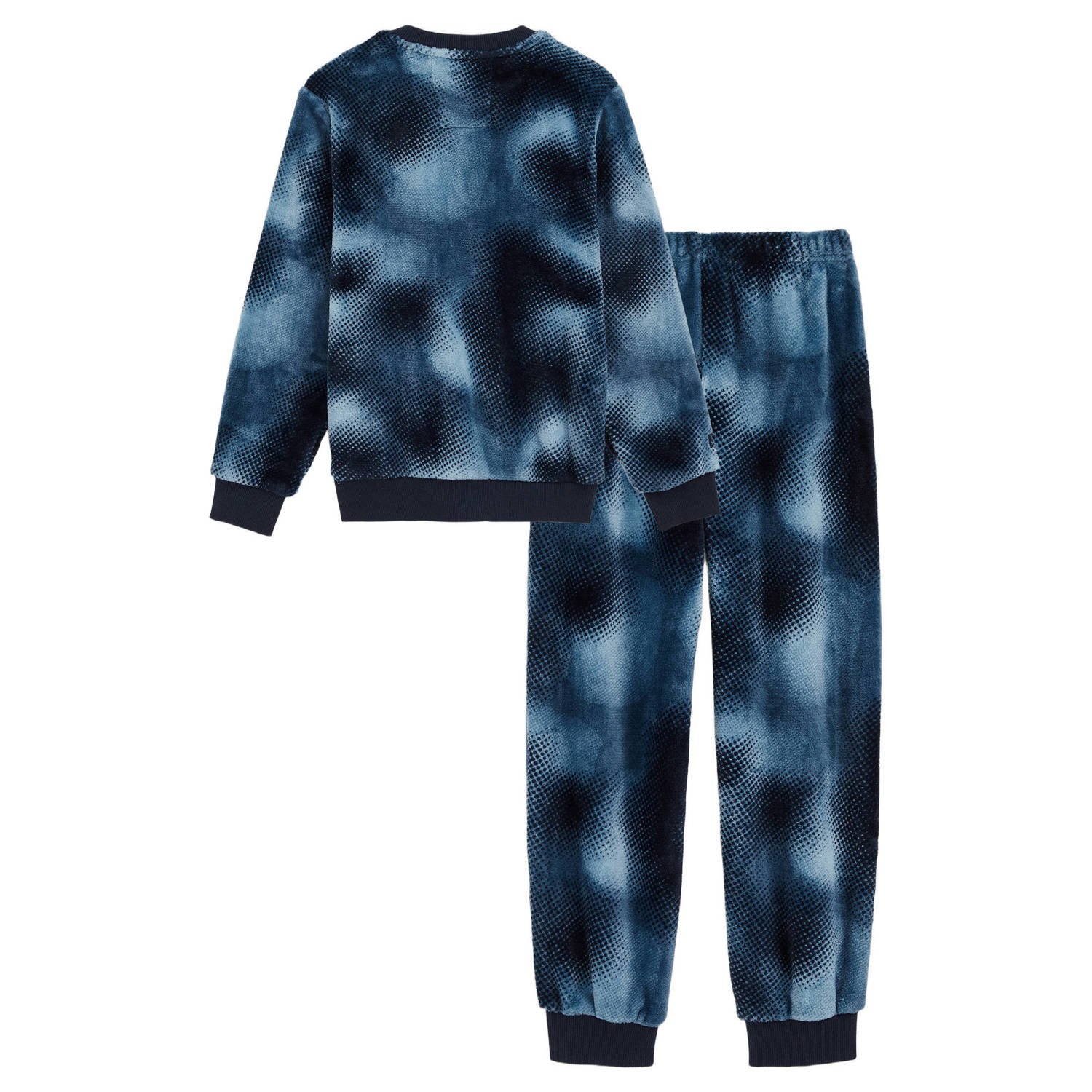 WE Fashion fleece pyjama donkerblauw