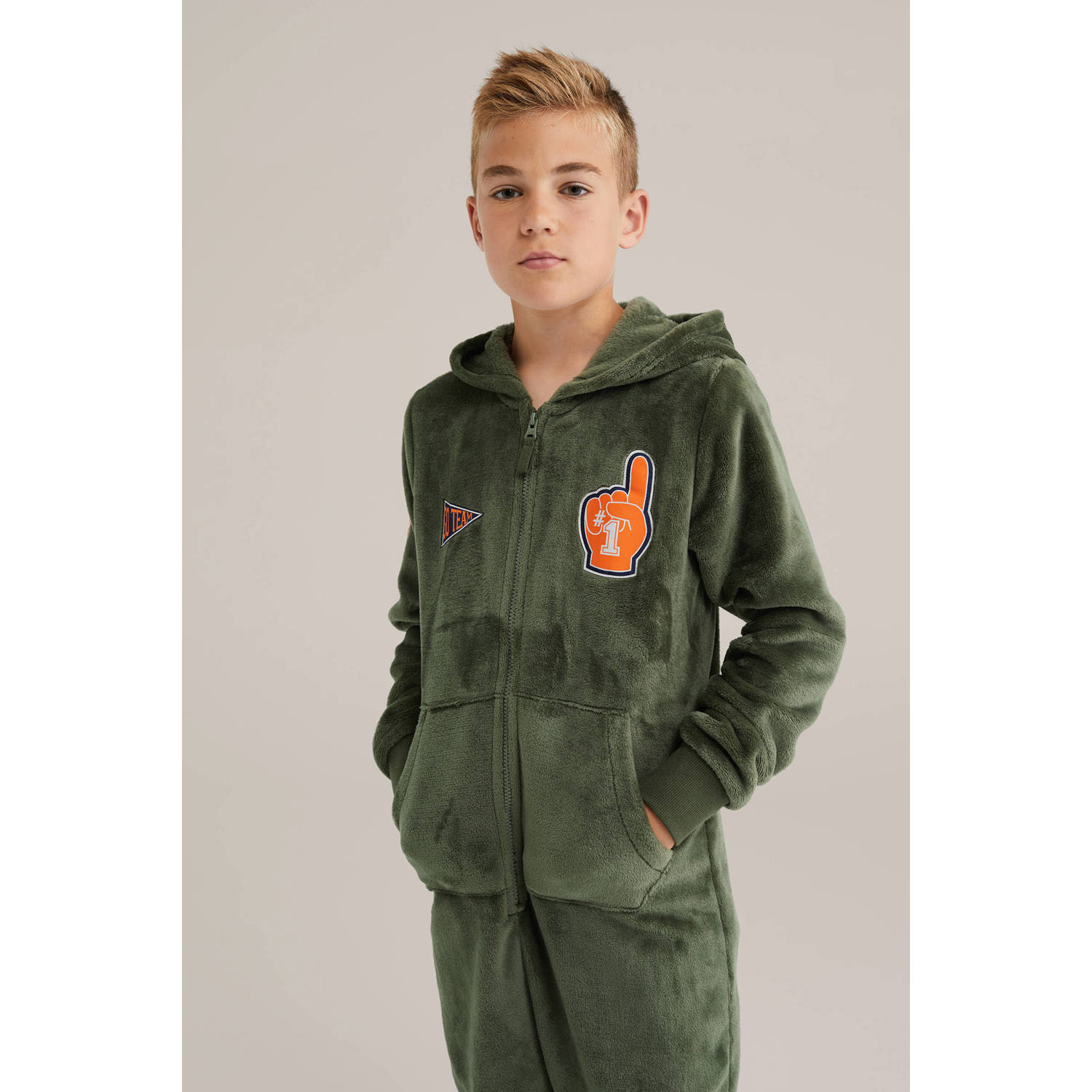 WE Fashion onesie mosgroen rugby